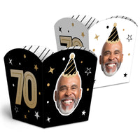 Custom Face 70th Birthday Treat Boxes - 12 Ct