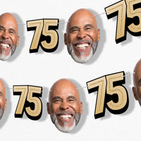 Custom 75th birthday fun face garland banner