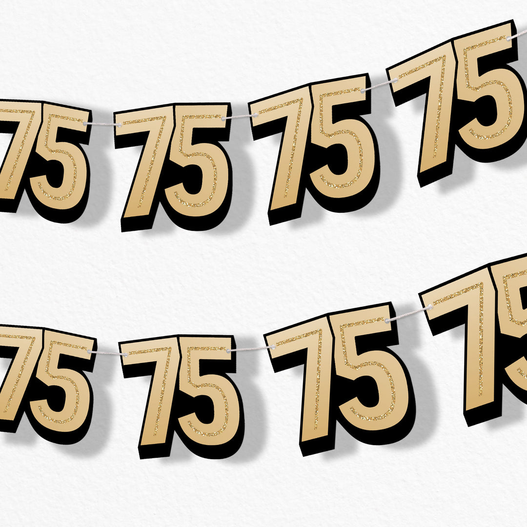 adult 75th birthday party garland banner