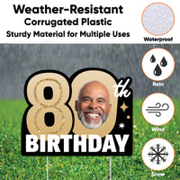 Custom Face 80th Birthday Photo Yard Sign