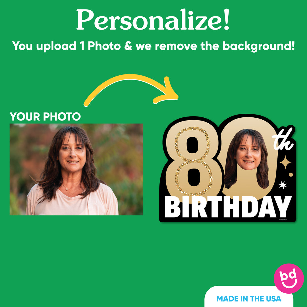 Custom Face 80th Birthday Photo Yard Sign