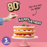 Three-piece 80th birthday cake topper set included