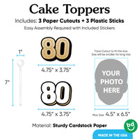 Three-piece 80th birthday cake topper set included
