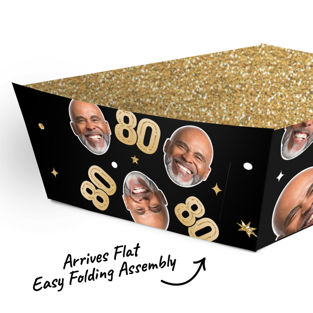 Custom Face 80th Birthday Paper Food Trays - 12 Ct