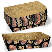 Custom Face 80th Birthday Paper Food Trays - 12 Ct