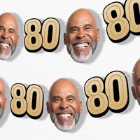 Gold 80th birthday fun face garland banner