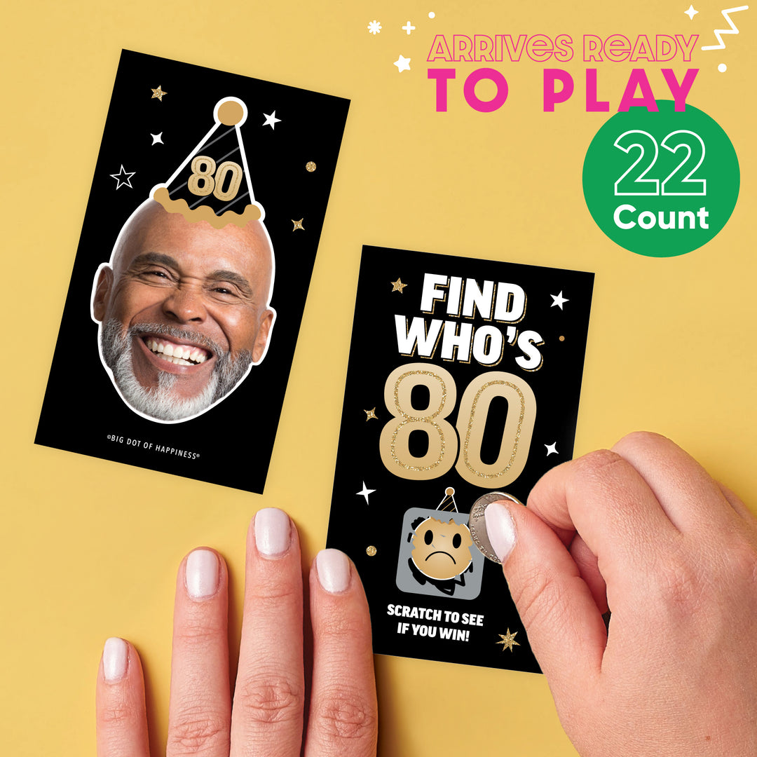 Custom Face 80th Birthday Scratch Off Card Game - 22 Ct