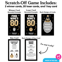 Custom Face 80th Birthday Scratch Off Card Game - 22 Ct