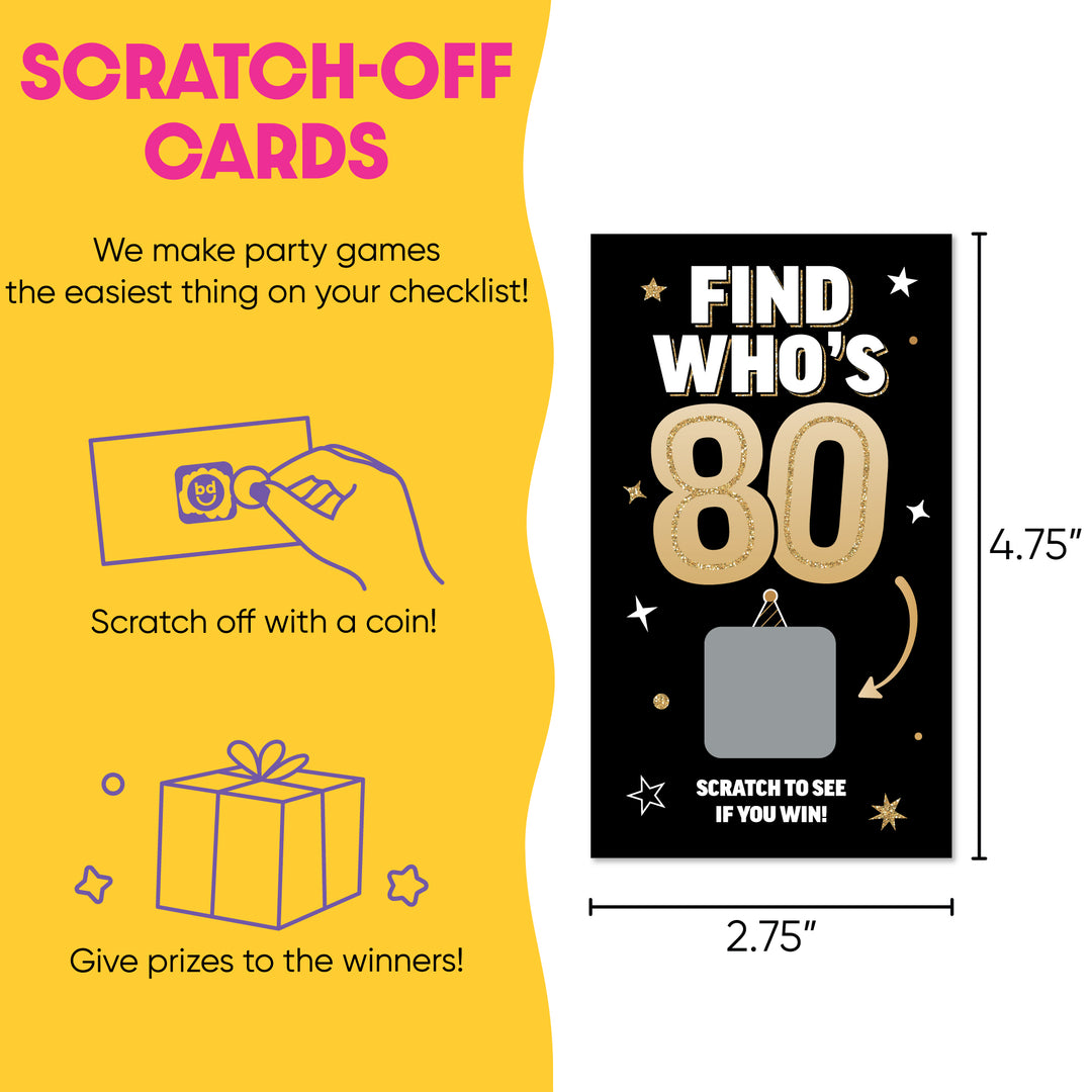 Custom Face 80th Birthday Scratch Off Card Game - 22 Ct