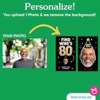 Custom Face 80th Birthday Scratch Off Card Game - 22 Ct