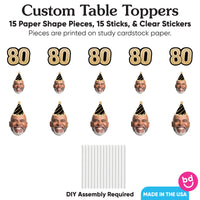 80th birthday number shapes with coordinating face table toppers