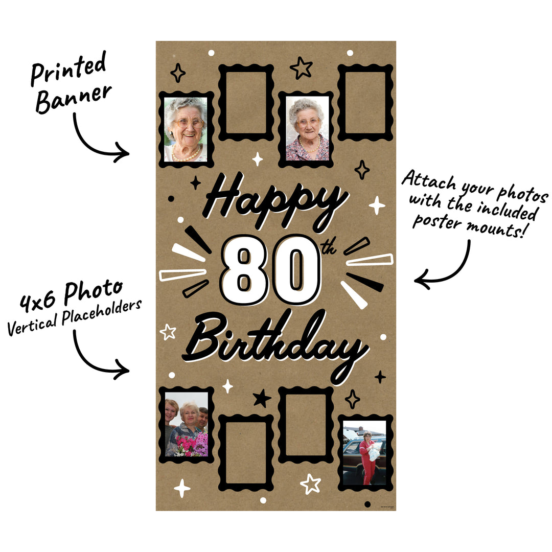 Kraft photo banner with 8 slots and mounts included