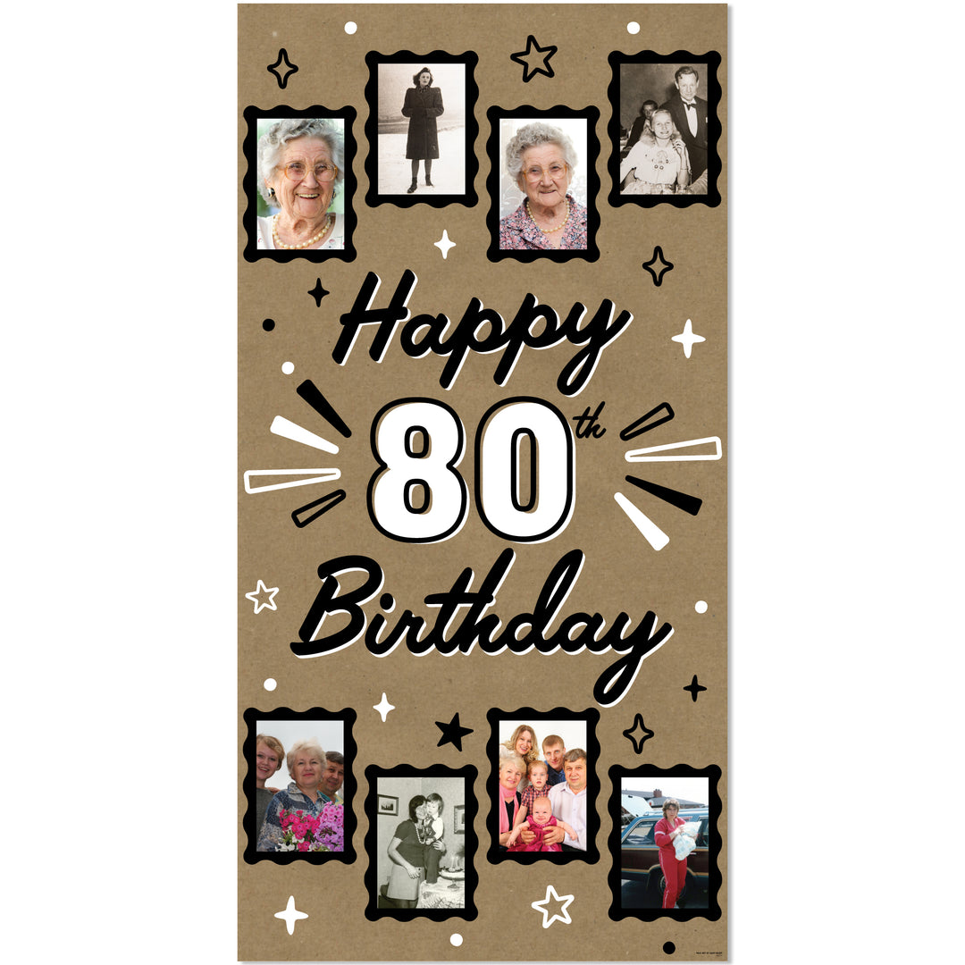80th birthday kraft photo banner milestone party decor