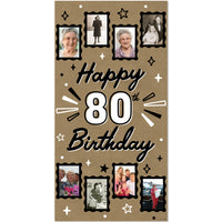 80th birthday kraft photo banner milestone party decor