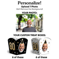 Custom Face 80th Birthday Treat Boxes - 12 Ct