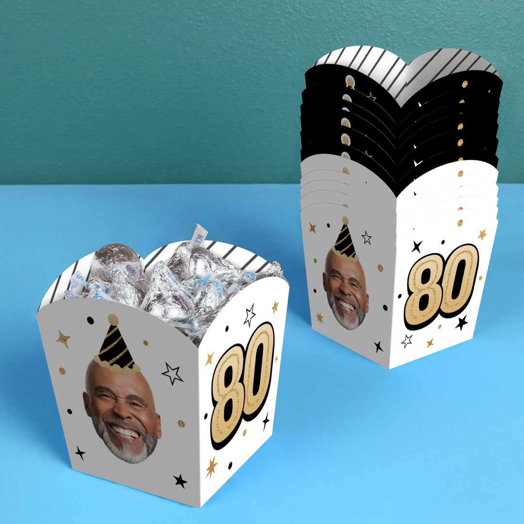 Custom Face 80th Birthday Treat Boxes - 12 Ct