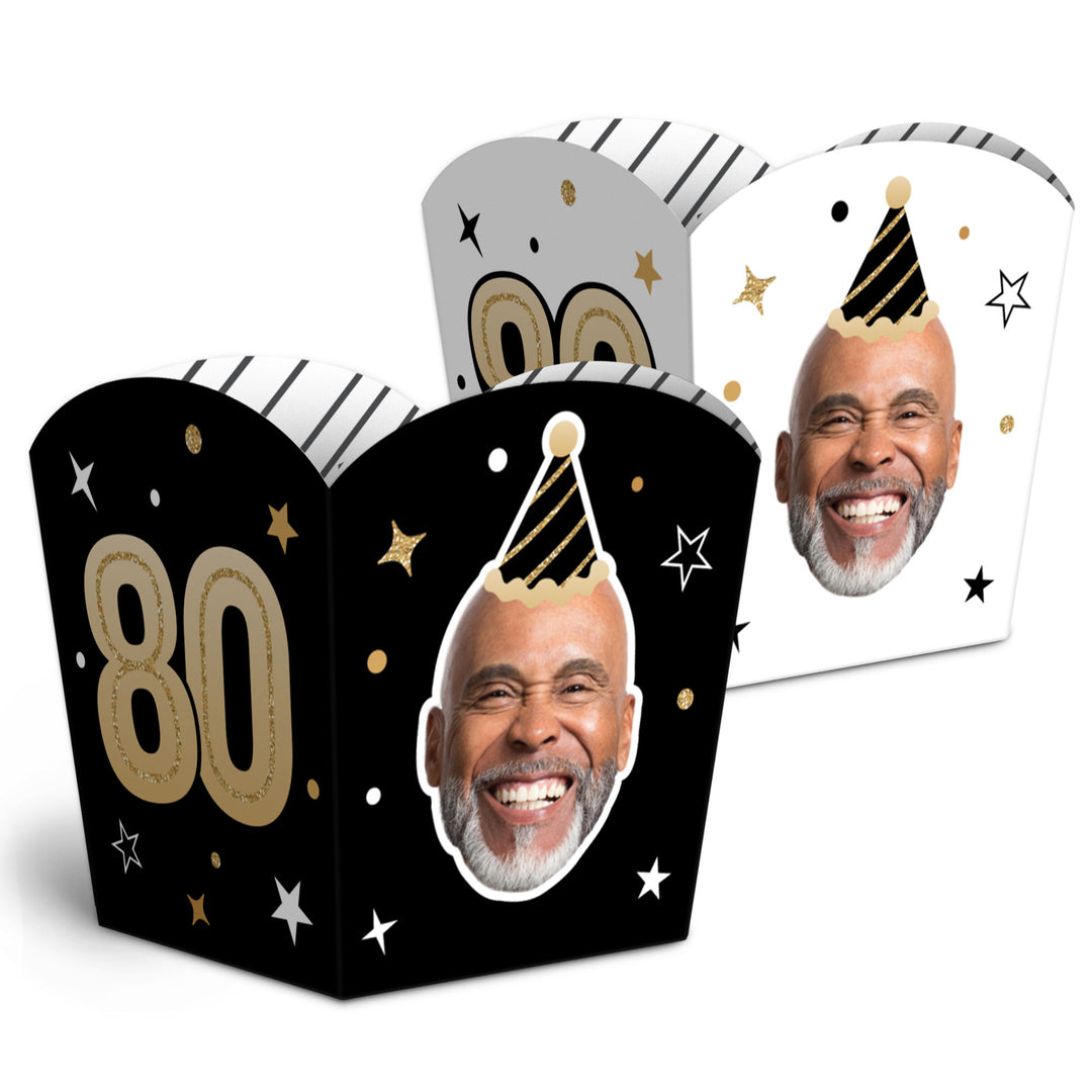 Custom Face 80th Birthday Treat Boxes - 12 Ct