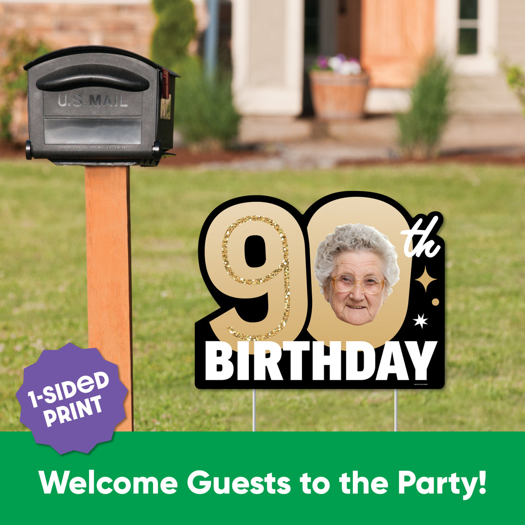 Custom Face 90th Birthday Photo Yard Sign