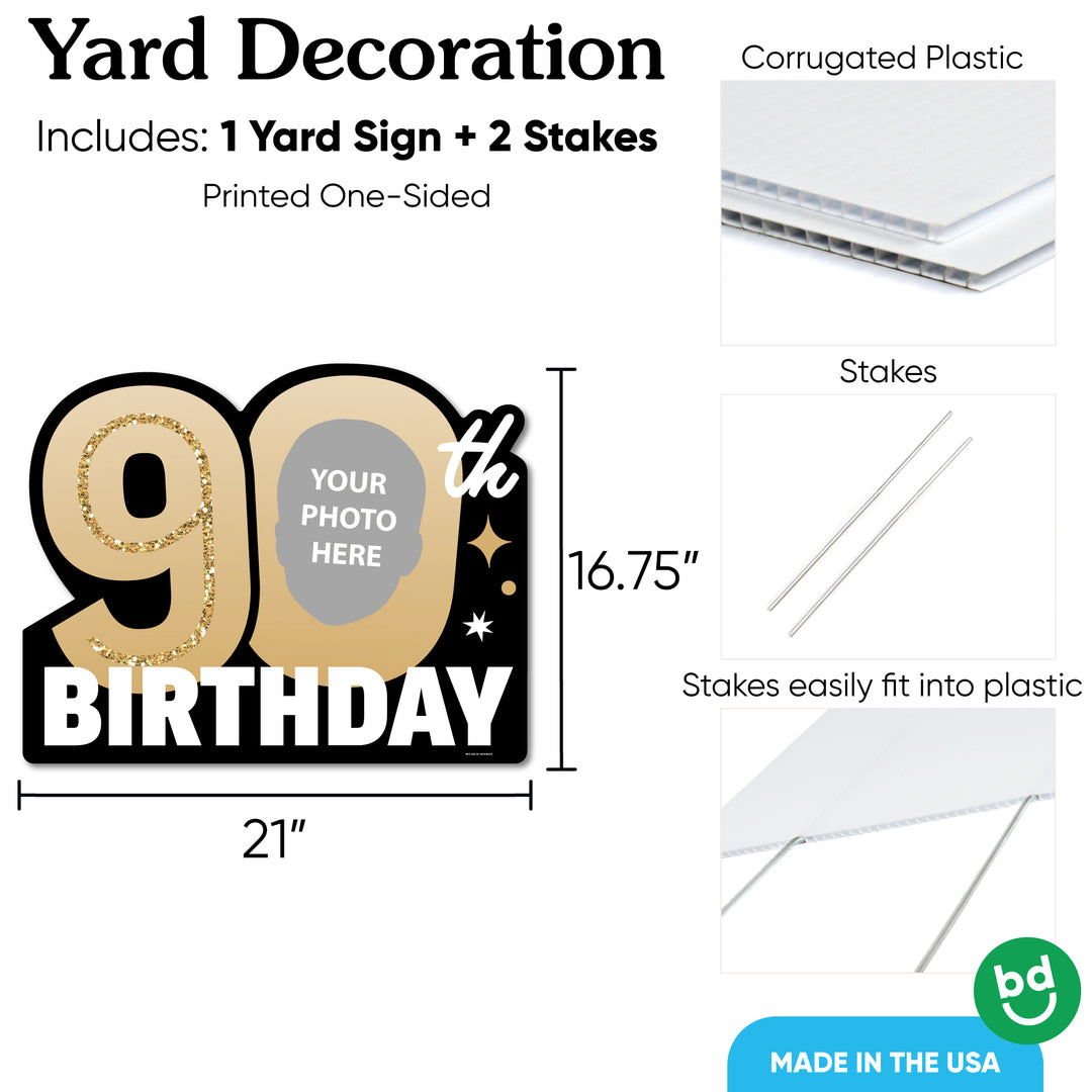 Custom Face 90th Birthday Photo Yard Sign
