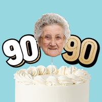 90th birthday cake topper set black and gold, main product image