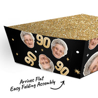 Custom Face 90th Birthday Paper Food Trays - 12 Ct