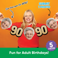One photo creates five custom faces for 90th birthday garland