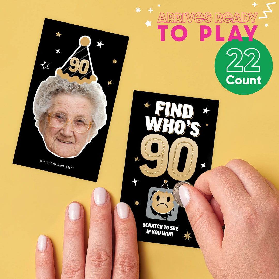 Custom Face 90th Birthday Scratch Off Card Game - 22 Ct