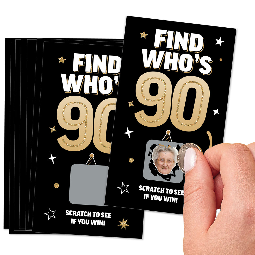 Custom Face 90th Birthday Scratch Off Card Game - 22 Ct
