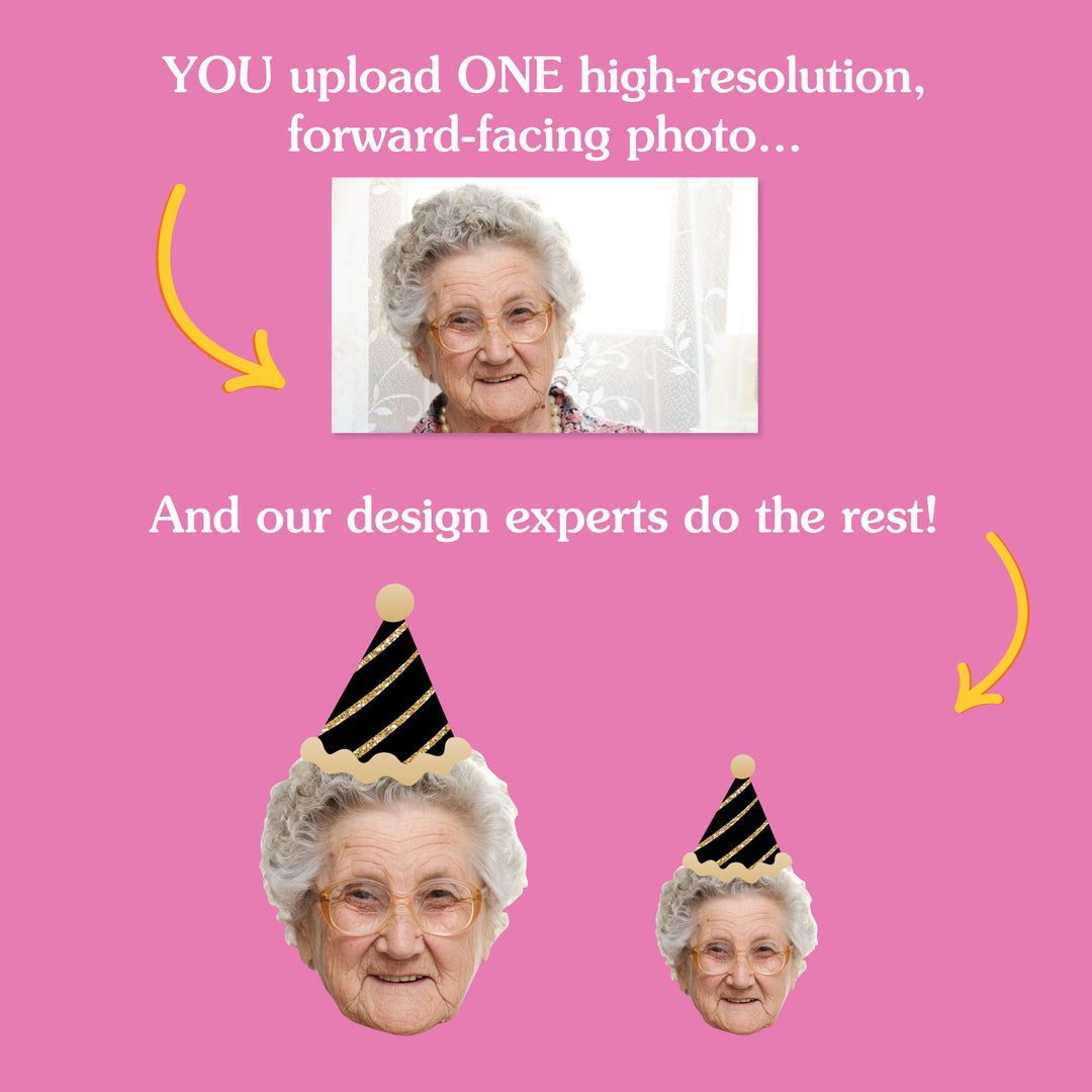 90th birthday face toppers personalized from one photo upload