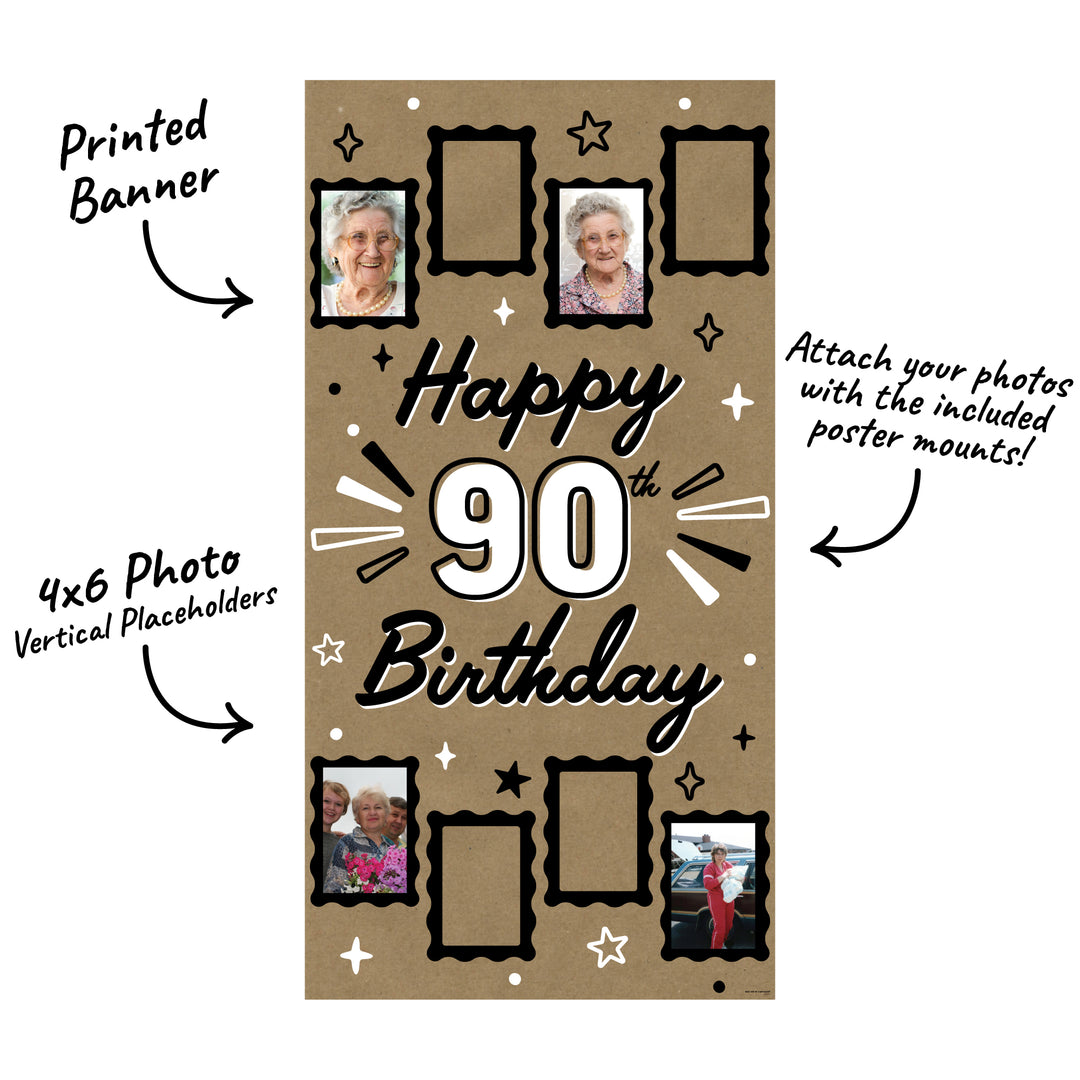 Kraft banner with 8 photo slots and included mounts