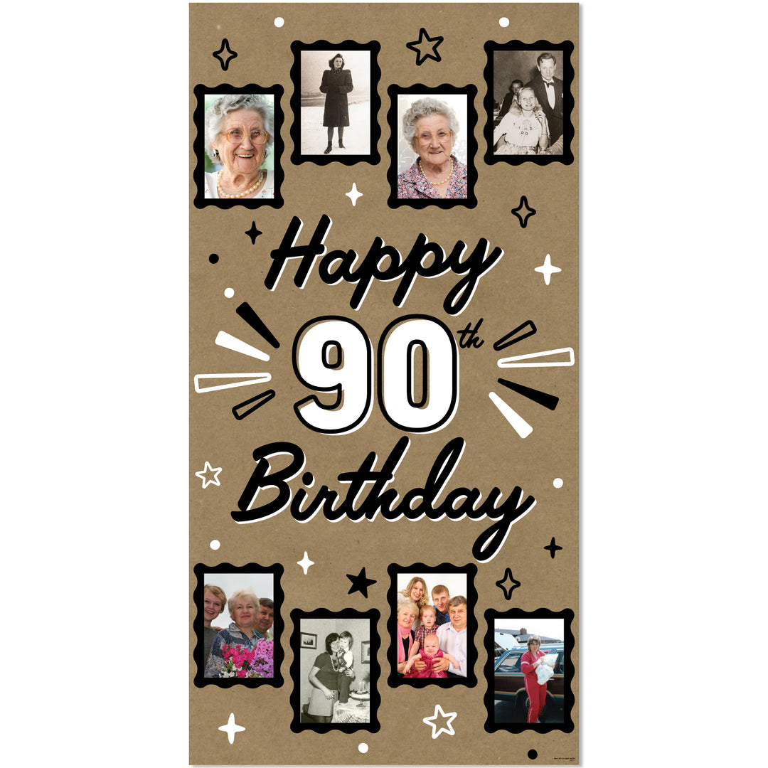 90th birthday kraft photo banner milestone celebration decor
