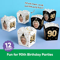 Custom Face 90th Birthday Treat Boxes - 12 Ct