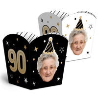 Custom Face 90th Birthday Treat Boxes - 12 Ct