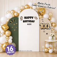 Custom Text 100th Birthday Backdrop Decals