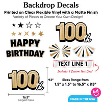 Custom Text 100th Birthday Backdrop Decals