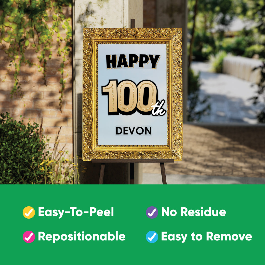 Custom Text 100th Birthday Backdrop Decals