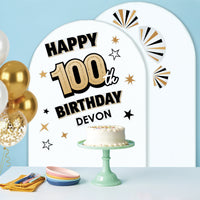Custom Text 100th Birthday Backdrop Decals