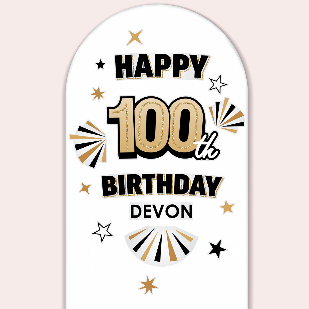 Custom Text 100th Birthday Backdrop Decals