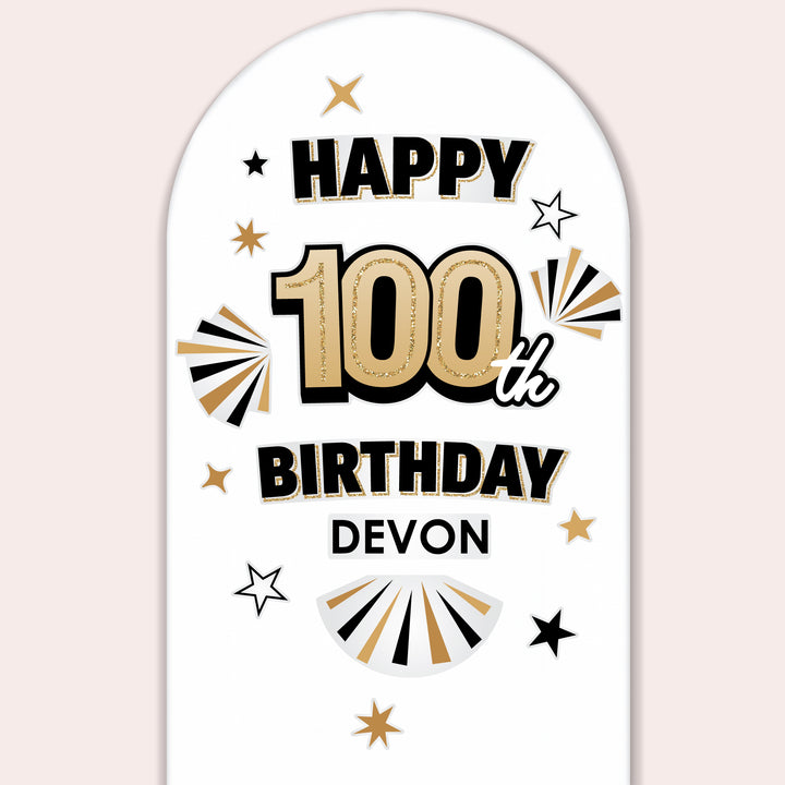 Custom Text 100th Birthday Backdrop Decals