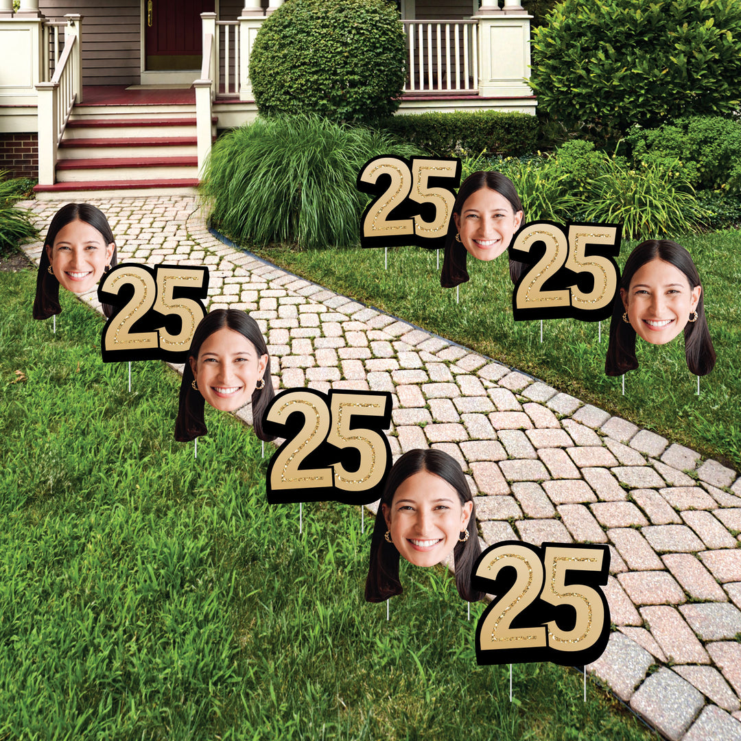 Custom Face Yard Signs - 25th Birthday - 10 Pc