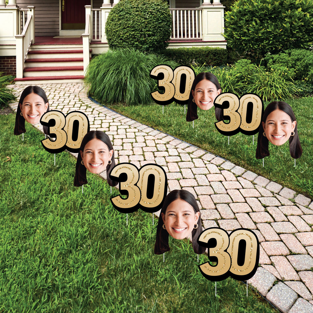 Custom Face Yard Signs - 30th Birthday - 10 Pc
