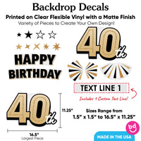 Custom Text 40th Birthday Backdrop Decals