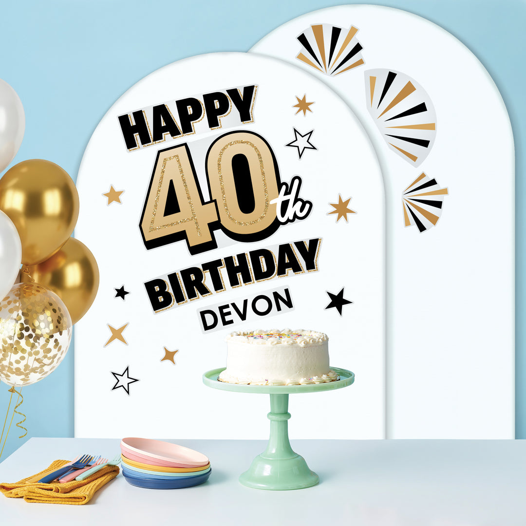 Custom Text 40th Birthday Backdrop Decals