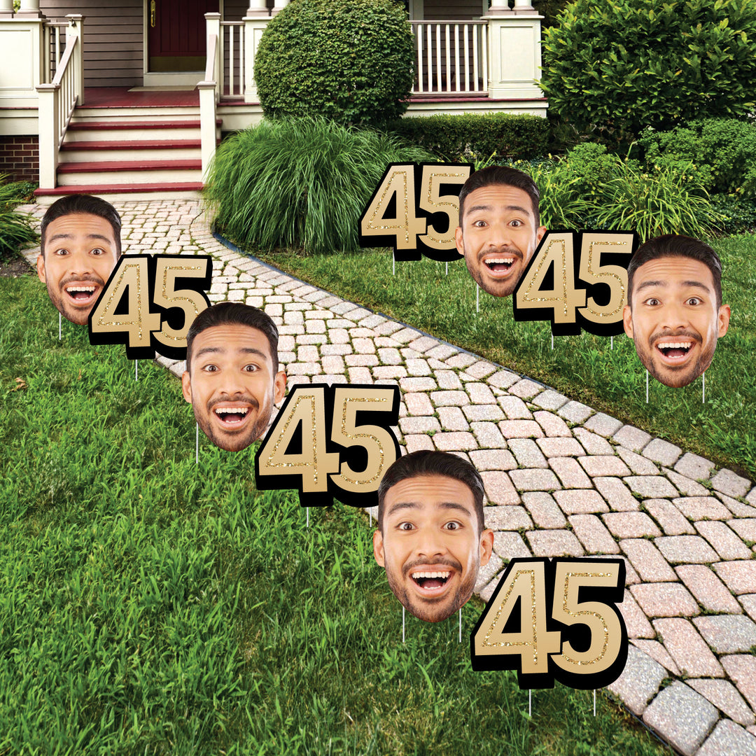 Custom Face Yard Signs - 45th Birthday - 10 Pc