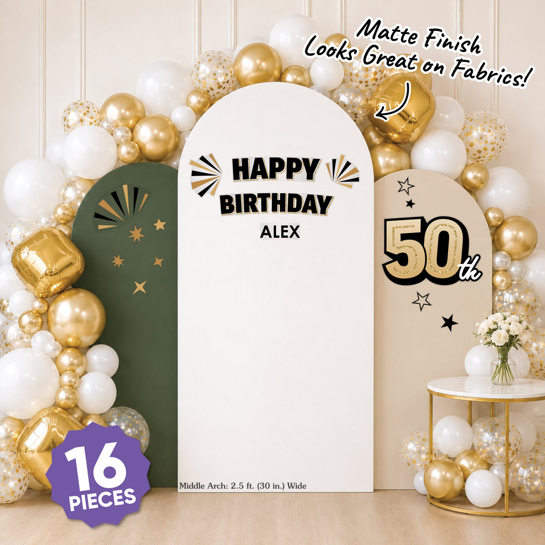 Custom Text 50th Birthday Backdrop Decals