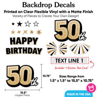 Custom Text 50th Birthday Backdrop Decals