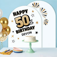 Custom Text 50th Birthday Backdrop Decals