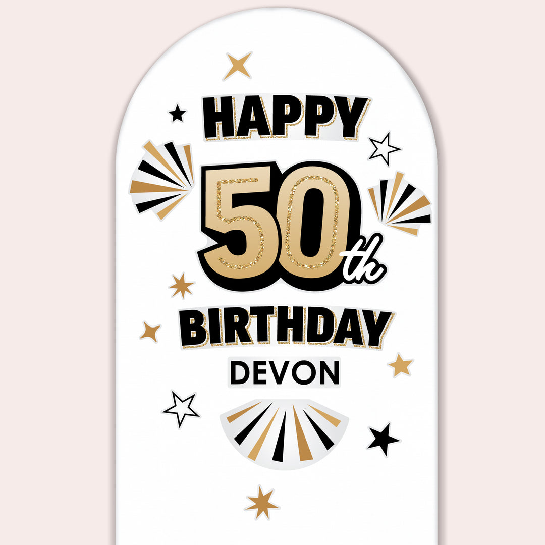 Custom Text 50th Birthday Backdrop Decals