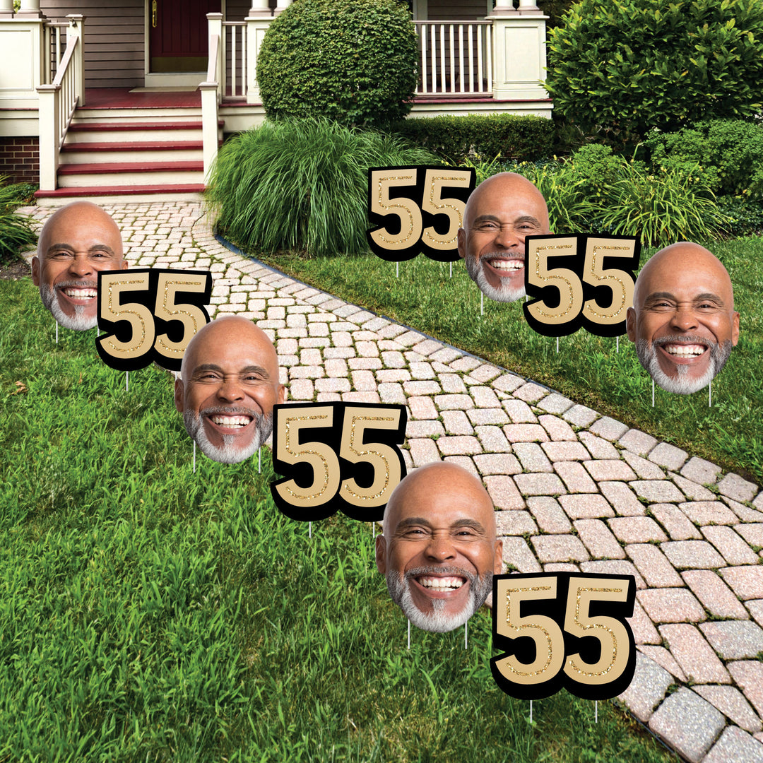 Custom Face Yard Signs - 55th Birthday - 10 Pc