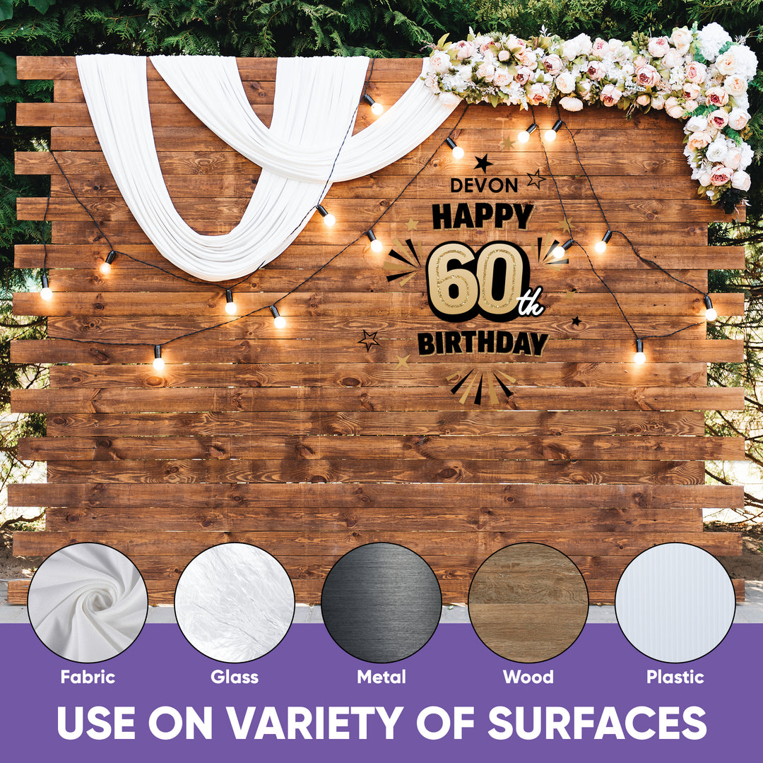 Custom Text 60th Birthday Backdrop Decals